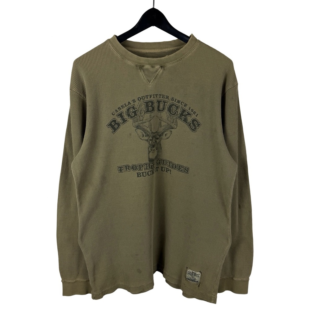 Vintage Y2K Field Duty Big Bucks Waffle Knit Thermal Grunge Shirt Size L